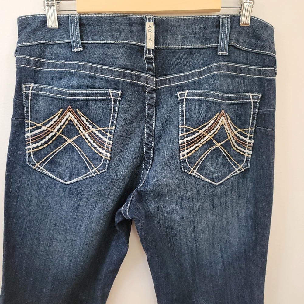 Ariat Real Denim Women 32S Lakeshore Lowrise Boot Rosy Whipstitch Jeans Western - Picture 7 of 14